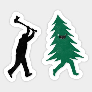 Funny Christmas Tree Hunted by lumberjack (Funny Humor) Sticker